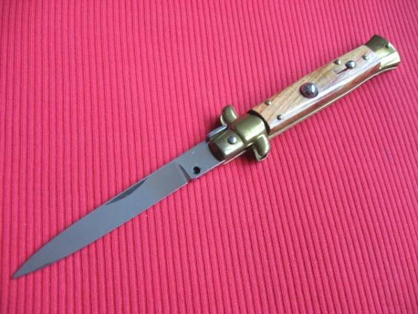 Older 9" TULIP WOOD Flat Ground BLADE ITALIAN STILETTO Knife - New Old Stock Older 9" TULIP WOOD Flat Ground BLADE ITALIAN STILETTO Knife - New Old Stock