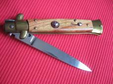 Older 9" TULIP WOOD Flat Ground BLADE ITALIAN STILETTO Knife - New Old Stock