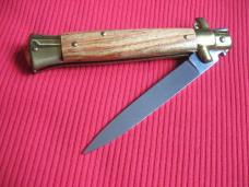 Older 9" TULIP WOOD Flat Ground BLADE ITALIAN STILETTO Knife - New Old Stock