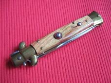 Older 9" TULIP WOOD Flat Ground BLADE ITALIAN STILETTO Knife - New Old Stock