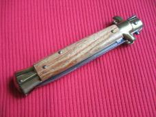 Older 9" TULIP WOOD Flat Ground BLADE ITALIAN STILETTO Knife - New Old Stock