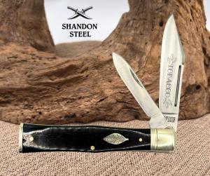 Schrade Walden Cigar Box Classics 2 Blade Tobacco Pocket Knife Black Bone 4