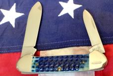 Case xx 1989 Canoe w/ Nice Blue Bone Handles (mdl# B62131 SS) with Indian in Canoe Blade Etch -NOS