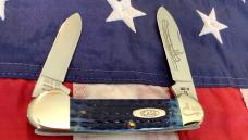 Case xx 1989 Canoe w/ Nice Blue Bone Handles (mdl# B62131 SS) with Indian in Canoe Blade Etch -NOS