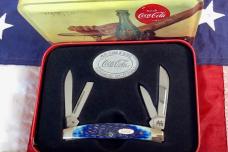 Case xx Coca Cola Congress (6468) w/ Nice Blue Bone Handles -NOS in Orig tin