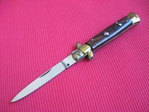 Vintage 9" Rosewood Flat Ground BLADE ITALIAN STILETTO Switchblade Knife