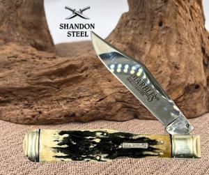 Marbles Cheetah Folding Lock Back Folding Knife Imitation Stag handles 22