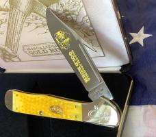 1988 Case xx (Mdl# Y61066 SS) Large “Gold Rush” Folding Hunter w/ Brilliant Yellow Bone Handles -NOS