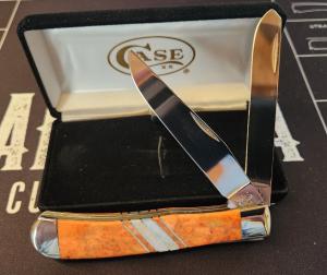 2015 Case Orange Coral Trapper with MOP inlay on handles EX254 SS