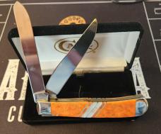 2015 Case Orange Coral Trapper with MOP inlay on handles EX254 SS