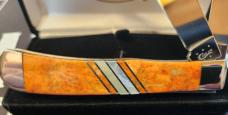 2015 Case Orange Coral Trapper with MOP inlay on handles EX254 SS