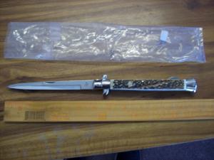 Falcon Italy Large 13 Incher Manual Lockback Bayo UNUSED W/Genuine Stag/Antler Handles!