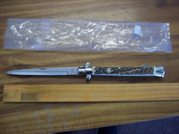 Falcon Italy Large 13 Incher Manual Lockback Bayo UNUSED W/Genuine Stag/Antler Handles!