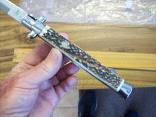 Falcon Italy Large 13 Incher Manual Lockback Bayo UNUSED W/Genuine Stag/Antler Handles!