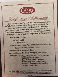 Case 30th Anniversary Pocket Worn Mahogany Bone Corn Cob Jig Set #168 of 350 Produced
