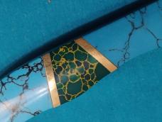 VINTAGE CUSTOM SCHRADE USA 227 UNCLE HENRY TRAPPER FOLDING POCKET KNIFE KNIVES OLD TURQUOISE GREEN