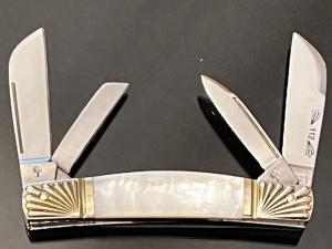 BBoker Tree Brand Solingen Germany 4 Blade Mother Of Pearl Congess Long Pull Knife Worked BolsMINT