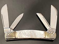 B.Boker Tree Brand Solingen Germany 4 Blade Mother Of Pearl Congess Long Pull Knife Worked Bols.MINT