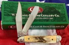 Case xx 2004 Trapper Nut TrapperNut Peanut Knife w Great Stag Handles, scrolled bolsters, +Stag Etch