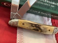 Case xx 2004 Trapper Nut TrapperNut Peanut Knife w Great Stag Handles, scrolled bolsters, +Stag Etch