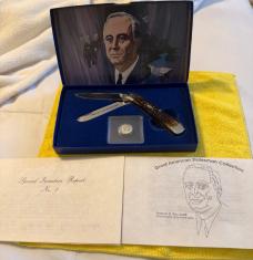 1986 Case XX FDR Great American Statesman Knife Set Box Silver Coin Serial #1976. Mint! 
