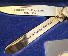 1986 Case XX FDR Great American Statesman Knife Set Box Silver Coin Serial #1976. Mint! 