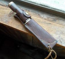 SCHRADE 499 FIXED BLADE KNIFE 49er With Original Genuine Leather Sheath