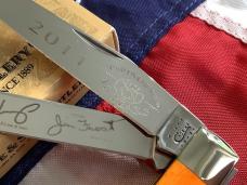 2011 Case xx Trapper Knife (MDL# 6254 SS) w/ Orange Bone Handles -NOS