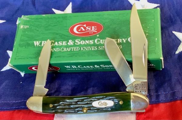 Case xx 2000 Stockman Knife Mdl# 63087 SS w/ Great Hunter Green Bone Handles - NOS in Orig box