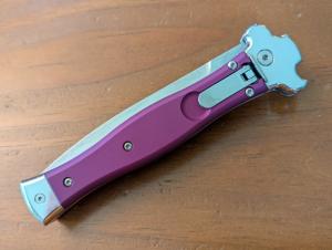 NEW 23CM 9 INCH AGA CAMPOLIN "ZERO" ANODIZED VIOLA ALUMINIUM POLISHED DAGGER BLADE AUTOMATIC 