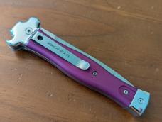 NEW 23CM 9 INCH AGA CAMPOLIN "ZERO" ANODIZED VIOLA ALUMINIUM POLISHED DAGGER BLADE AUTOMATIC 
