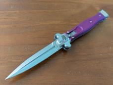 NEW 23CM 9 INCH AGA CAMPOLIN "ZERO" ANODIZED VIOLA ALUMINIUM POLISHED DAGGER BLADE AUTOMATIC 