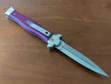 NEW 23CM 9 INCH AGA CAMPOLIN "ZERO" ANODIZED VIOLA ALUMINIUM POLISHED DAGGER BLADE AUTOMATIC 