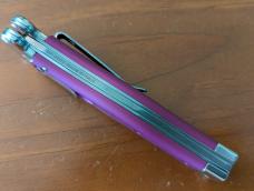 NEW 23CM 9 INCH AGA CAMPOLIN "ZERO" ANODIZED VIOLA ALUMINIUM POLISHED DAGGER BLADE AUTOMATIC 