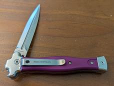 NEW 23CM 9 INCH AGA CAMPOLIN "ZERO" ANODIZED VIOLA ALUMINIUM POLISHED DAGGER BLADE AUTOMATIC 