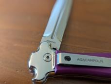 NEW 23CM 9 INCH AGA CAMPOLIN "ZERO" ANODIZED VIOLA ALUMINIUM POLISHED DAGGER BLADE AUTOMATIC 