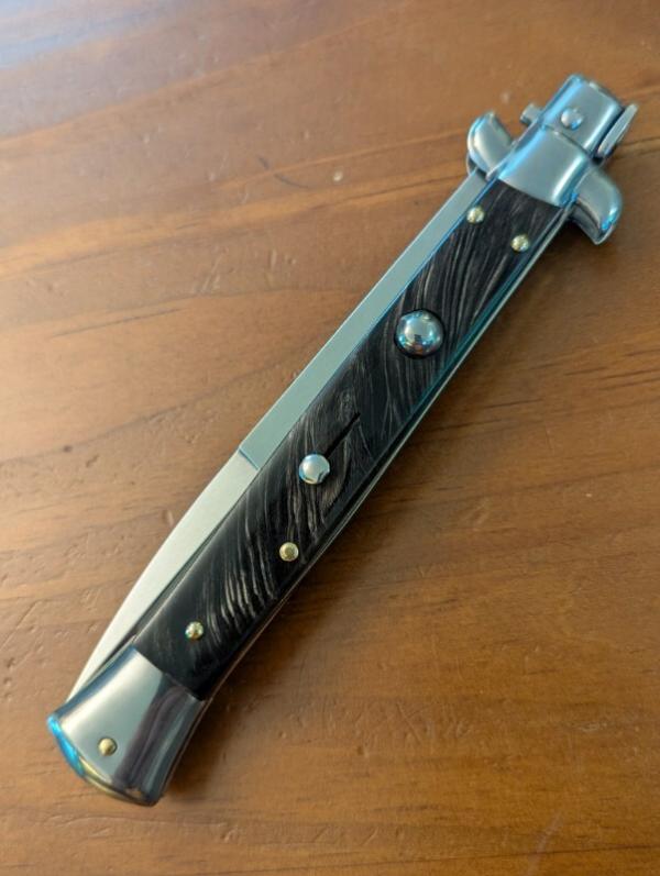 FRANK BELTRAME 28CM/11inch BAYONET BLADE BUFFALO HORN AUTOMATIC STILETTO...NEW 