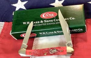 Case xx 2004 Baby Copperhead Knife Mdl 62109x SS w Great Dark Red Bone Handles  Silver Script