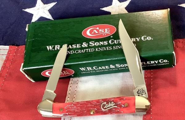 Case xx 2004 Baby Copperhead Knife Mdl# 62109x SS w/ Great Dark Red Bone Handles + Silver Script