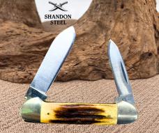 Case XX Blue Scroll USA Stag Folding Pocket Knife 52131 SSP 3-Dot 1977 Canoe (8)