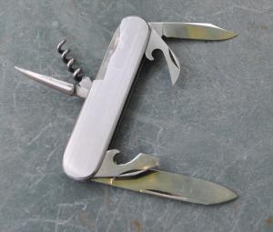 Latama Italy 1950s 7 Function Stainless Folder Mint NOS 3 1/8" Closed Factory Snap All Blades Mirror