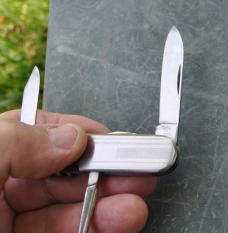 Latama Italy 1950s 7 Function Stainless Folder Mint NOS 3 1/8" Closed Factory Snap All Blades Mirror