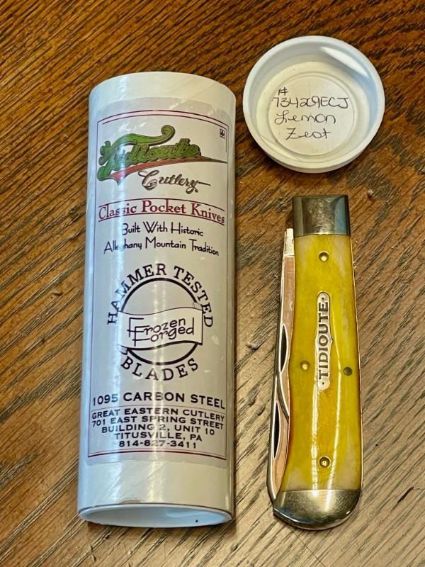 Great Eastern Cutlery # 734209ECJ Tidioute Square End Trapper Spey/Pen Blades, Lemon Zest Covers