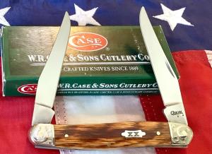 Case xx 2008 Eisenhower Knife Mdl MUSKRAT SS w Wowzeer Oak Wood Handles w scrolled bolsters -NOS