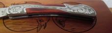 WOODSMAN 440 SS HIGHLY DECORATED SCROLL WORKED LOCKBACK IN CUSTOM USA WOOD BOX AS FOUND UNUSED
