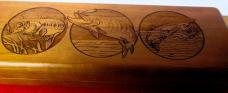 WOODSMAN 440 SS HIGHLY DECORATED SCROLL WORKED LOCKBACK IN CUSTOM USA WOOD BOX AS FOUND UNUSED