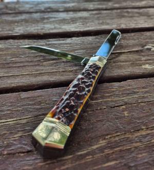 5 12quot Handmade Swell Center Trapper Knife Premium Stag Handles Beautiful Filework