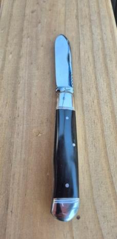 4" Custom Made Knife, Buffalo Horn Handles, File Work
