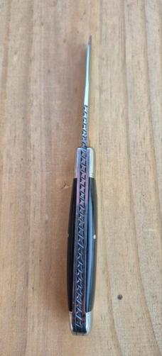 4" Custom Made Knife, Buffalo Horn Handles, File Work