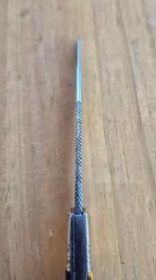 3 7/8" Custom Made Knife, Colorful Celluloid Handles, File Work